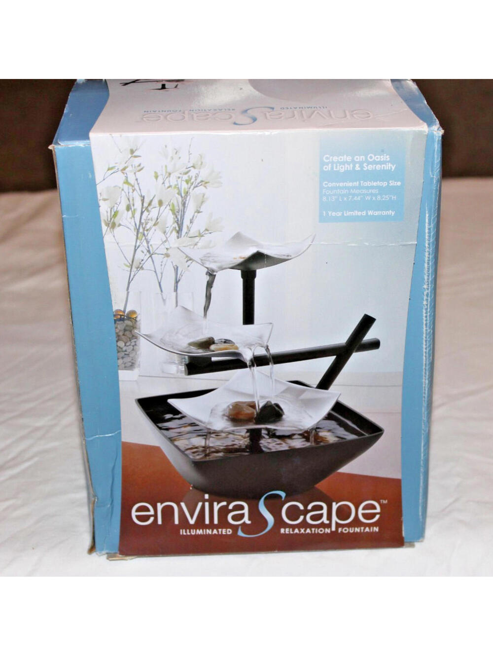 NEW HoMedics Silver Springs Envirascape Illuminated Relaxation Fountain Indoor